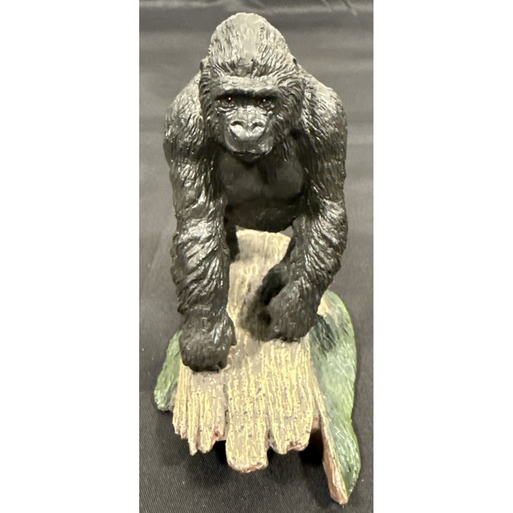 Franklin Mint Gorilla‎ Sculpture Wildlife Collection 4in Black 1987 Silverback